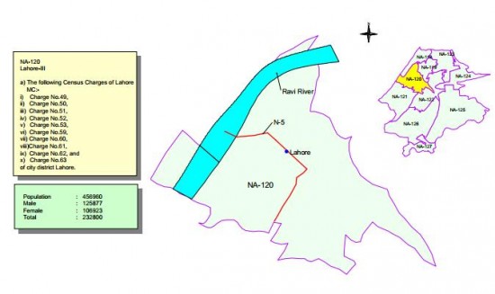 NA-120 Lahore Constituency Map
