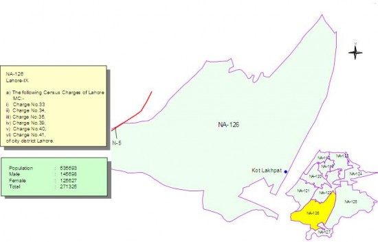 NA-126 Lahore Constituency Map