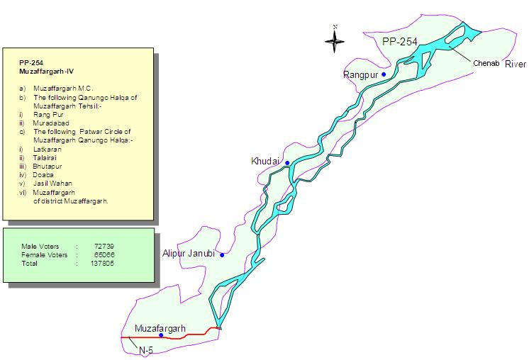 PP-254 Muzaffargarh Constituency Map – Rangpur, Khudai, Alipur Janubi ...