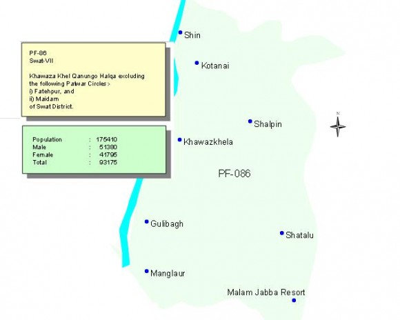 PK-86 Swat Constituency Areas - Khawazakhela, Malam Jabba, Manglaur, Gulibagh, Shin