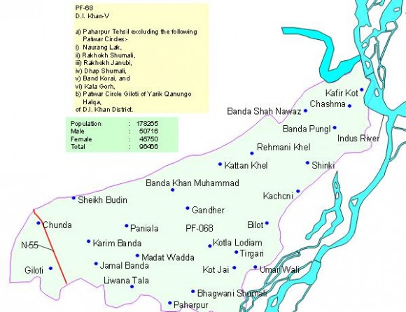 PK 68 D I Khan Area Map