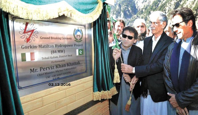 Gorkin-Matiltan Hydropower Project in Tehsil Kalam District Swat - Inauguration by Perviz Khan Khattak with Imran Khan 2-12-2016