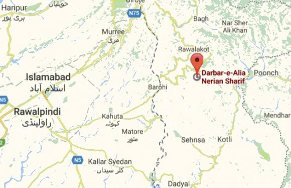 Darbar Nerian Sharif Near Rawlakot Azad Kashmir - Location Map