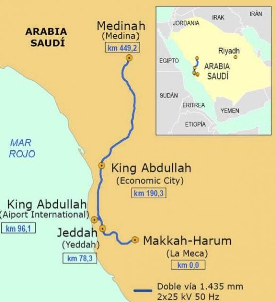 Haramain High Speed Rail Train Route Map Makkah to Jeddah and Madinah