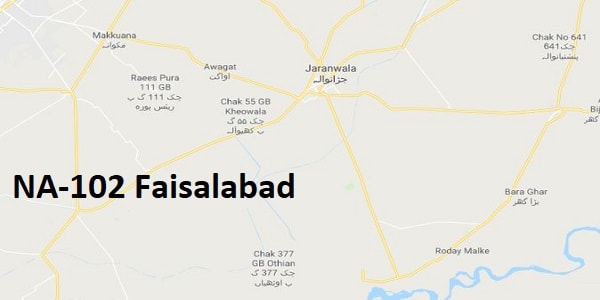 NA 102 Faisalabad Google Area Location Map Election 2018 National Assembly constituency (Halqa)-min