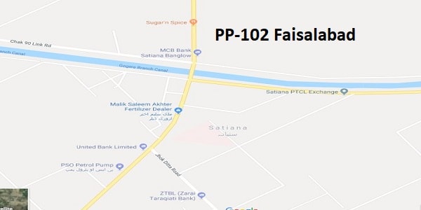 PP 102 Faisalabad Google Area Location Map Election 2018 Punjab Assembly constituency (Halqa)-min