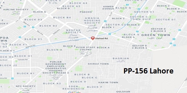PP 156 Lahore Google Area Location Map Election 2018 Punjab Assembly constituency (Halqa)-min