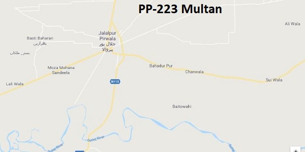 PP 223 Multan Google Area Location Map Election 2018 Punjab Assembly constituency (Halqa)-min