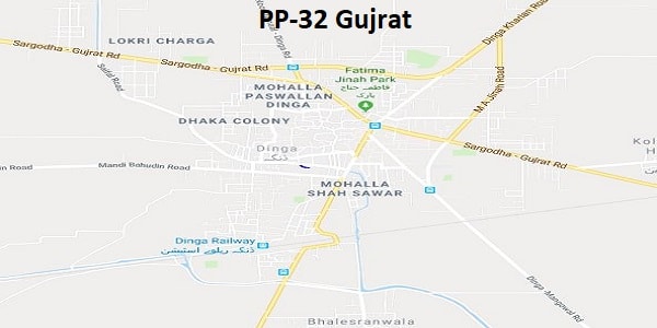 PP 32 Gujrat Google Area Location Map Election 2018 Punjab Assembly constituency (Halqa)-min
