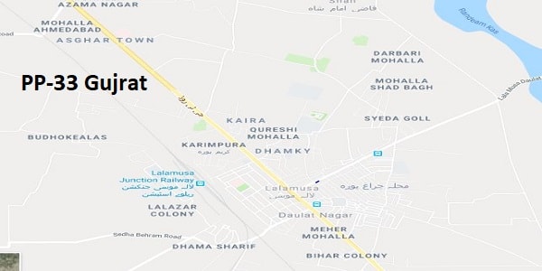 PP 33 Gujrat Google Area Location Map Election 2018 Punjab Assembly constituency (Halqa)-min