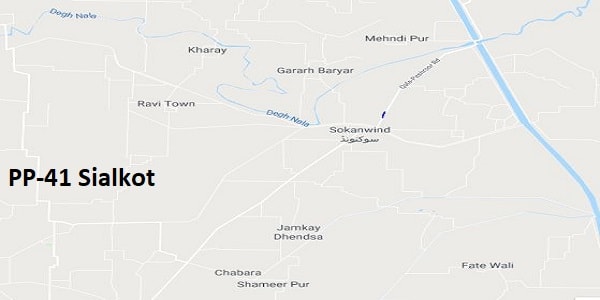 PP 41 Sialkot Google Area Location Map Election 2018 Punjab Assembly constituency (Halqa)-min