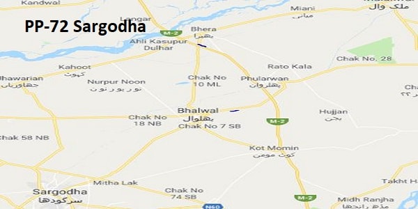 PP 72 Sargodha Google Area Location Map Election 2018 Punjab Assembly constituency (Halqa)-min