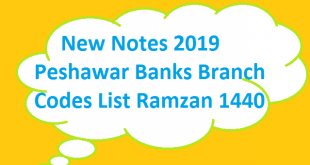 New Notes 2019 - Peshawar Banks Branch Codes List Ramzan 1440 - SBP 8877 SMS Service